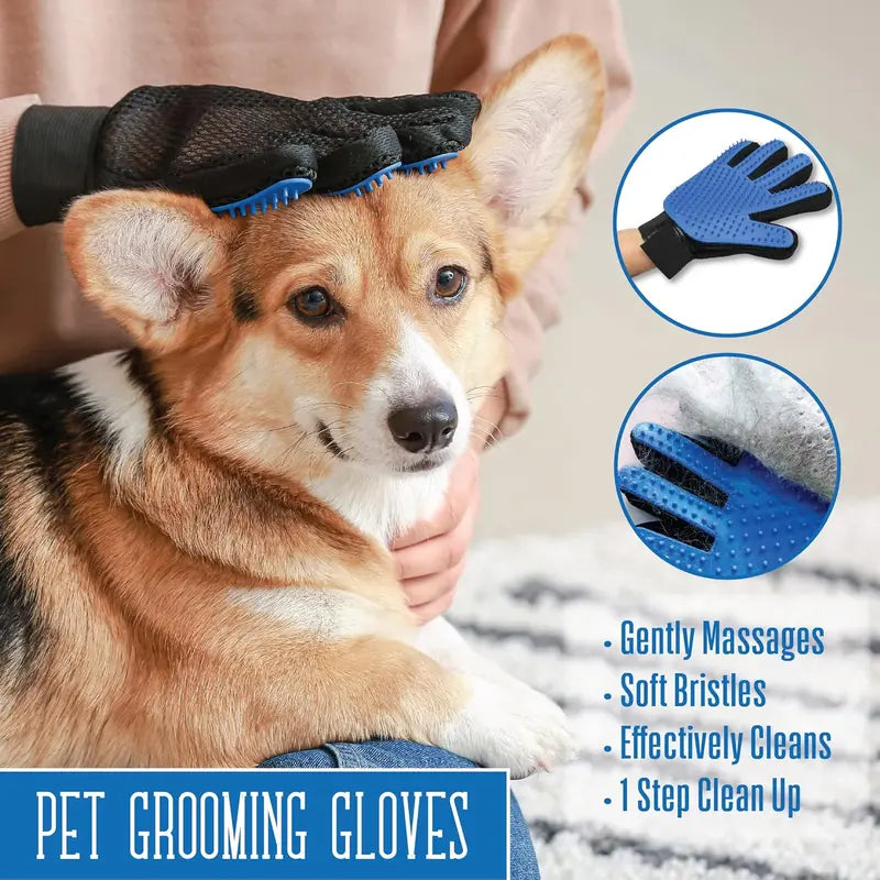 Pet Grooming Gloves – 255 Silicone Tips, 2-in-1 Deshedding & Massage Mitt for Dogs & Cats
