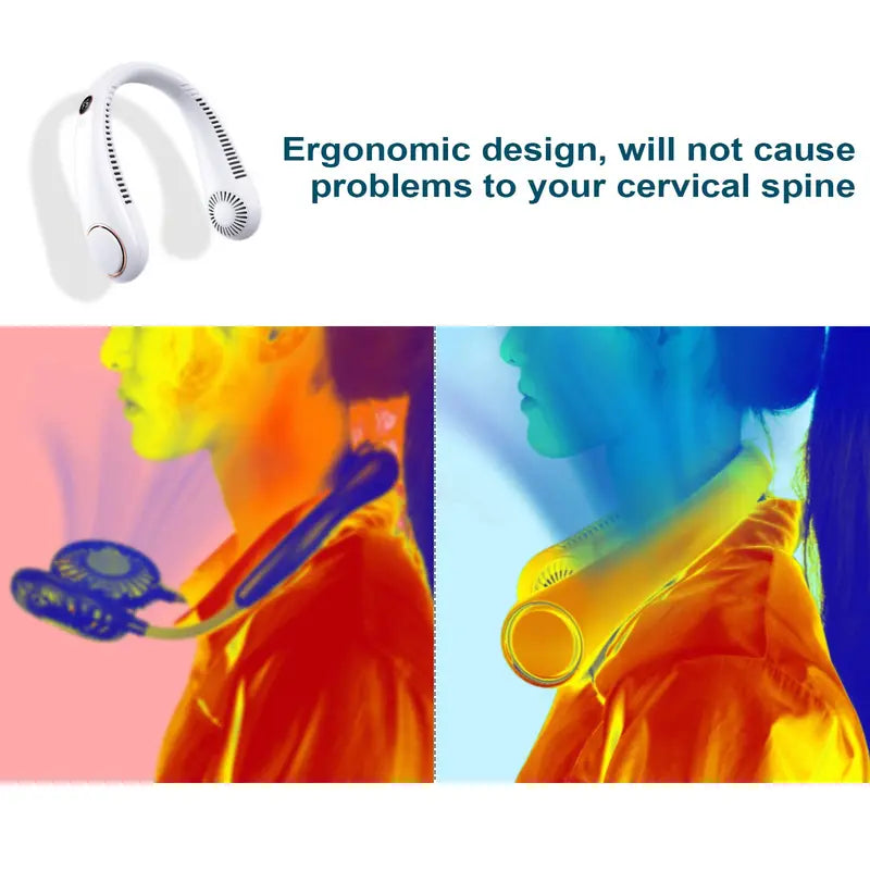 Portable Neck Fan – USB Rechargeable, Digital Display, 5-Speed Bladeless Design
