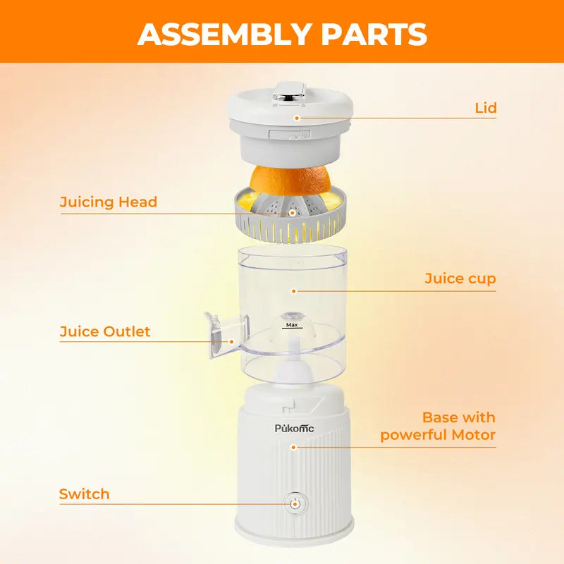 Pukomc Fast Juicer Machine Cordless & Rechargeable Electric Citrus Squeezer