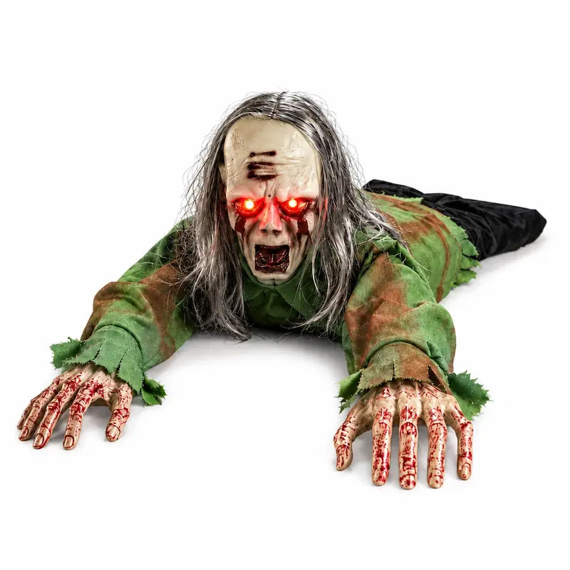 Halloween Crawling Mummy with Glowing Eyes, Spooky Terrifying Sound, Voice-Controlled, Electric Crawling, Perfect for Halloween Decorations