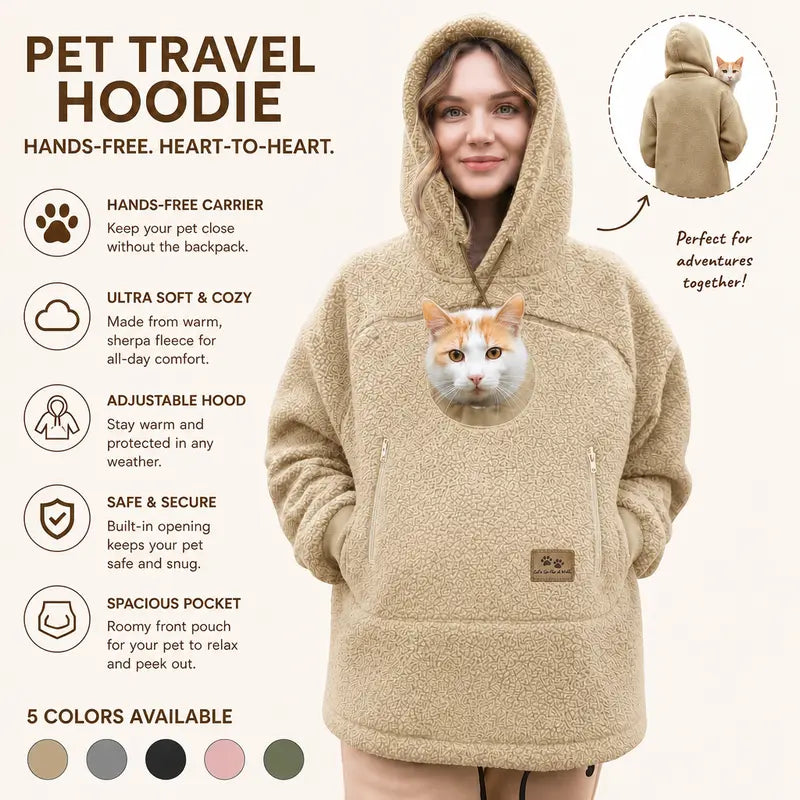 Hands-Free Pet Carrier Hoodie with Front Pouch for Small Cats & Dogs