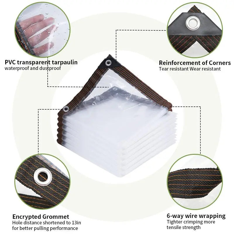 1-Pack 7 ft x 10 ft Clear Heavy-Duty Waterproof Tarp