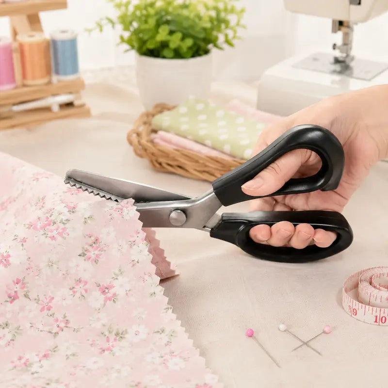 Stainless Steel Zig Zag Pinking Shears with Serrated Teeth – Sharp Sewing Tool for DIY Crafts & Dressmaking