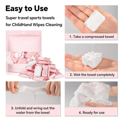ICOTLE Compressed Towel Tablets - Disposable Face Towels for Travel, Camping & Hiking, 30 Count, 9.4" x 11.8"