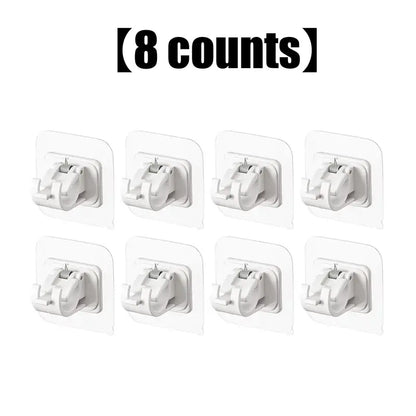 Clear Curtain Pole Mount Brackets with Clip – Transparent Hanging Rod Supports & Multipurpose Wall Hooks