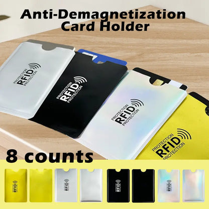 8-Count RFID Blocking Sleeves Set – Anti-Demagnetization & Anti-Skimming, Tinfoil Material, Slim & Lightweight | Protects Credit Cards, Debit Cards & ID Cards
