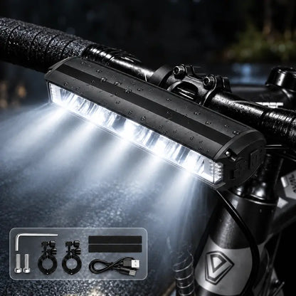 Bike Headlight, Super Bright Wide Beam USB-C Rechargeable Front Light for E-Bikes, Road Bikes, Mountain Bikes, Commuter Bikes & Night Riding