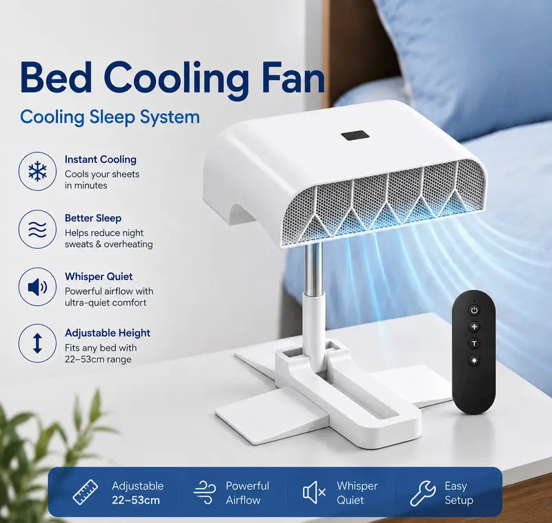 Cooling Bed Fan for Hot Sleepers with Remote & Timer