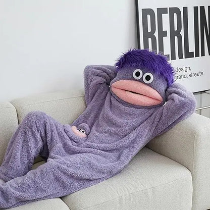 Msrlassn Funny Monster Wearable Blanket Hoodie Adult Onesie – Oversized Soft Fleece Unisex Hooded Loungewear
