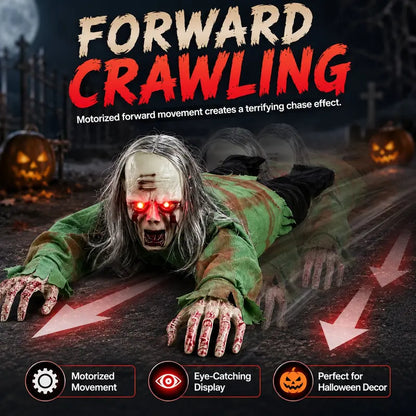 Halloween Crawling Mummy with Glowing Eyes, Spooky Terrifying Sound, Voice-Controlled, Electric Crawling, Perfect for Halloween Decorations