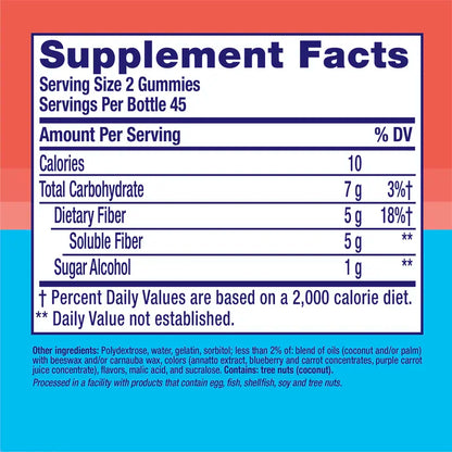 Vitafusion Fiber Well Sugar Free Fiber Gummies, Berry & Peach, 90 Count