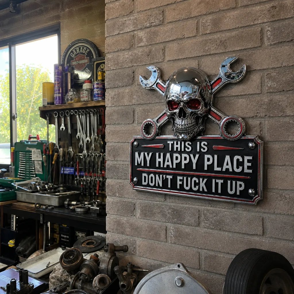 🔥Father’s Day 49% Off 💀"This Is My Happy Place" Garage Wall Sign