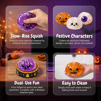 Halloween Squishy Toy Set – Slow Rising Stress Relief Fidget Toys with Steamer Bases
