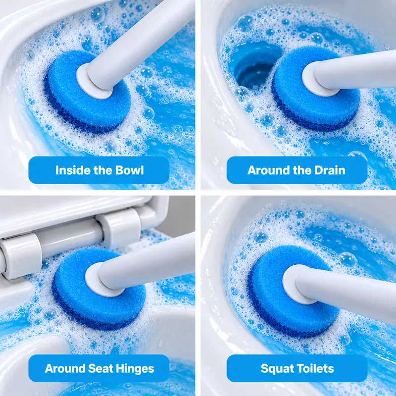 Snofrid Disposable Toilet Brush Set with 32 Cleaner Refills