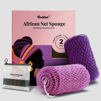 African Exfoliating Net Sponge – 2 Pack | Hygienic, Quick-Drying Bath Sponge