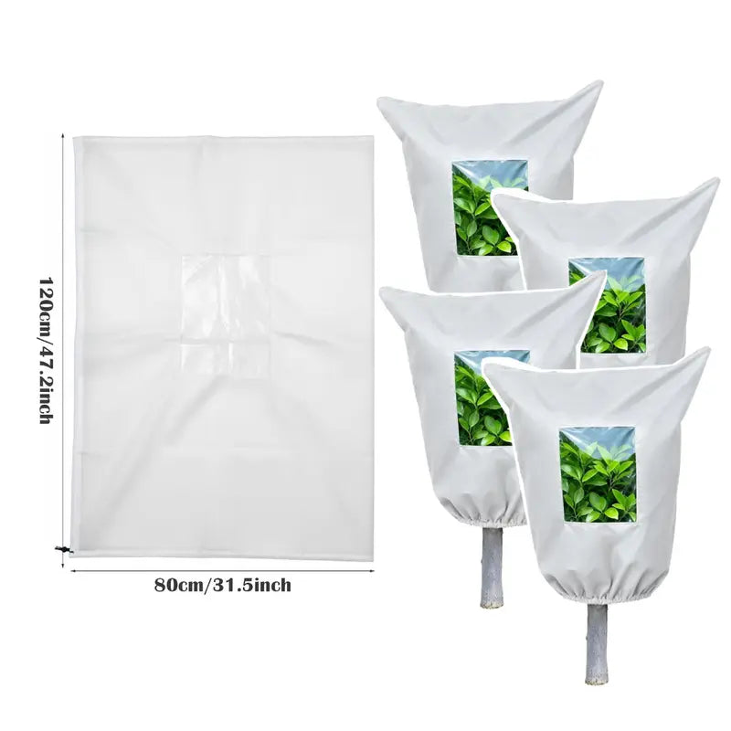 Plant Frost Protection Cover - Winter Frost Blanket Bag with Zipper & Transparent Panel