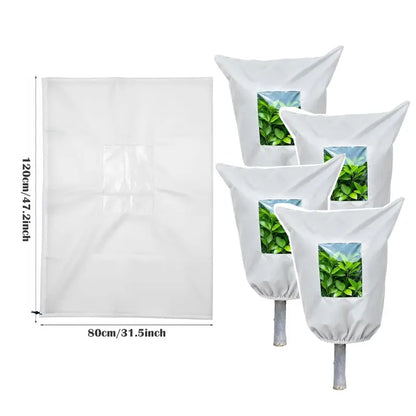Plant Frost Protection Cover - Winter Frost Blanket Bag with Zipper & Transparent Panel