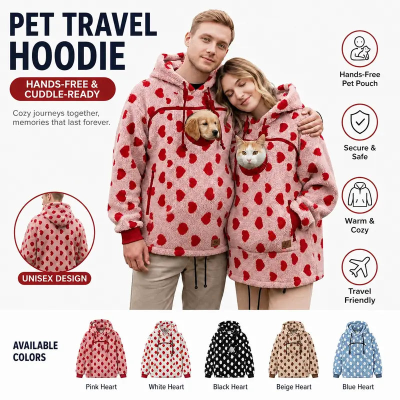 Hands-Free Pet Carrier Hoodie with Front Pouch for Small Cats & Dogs