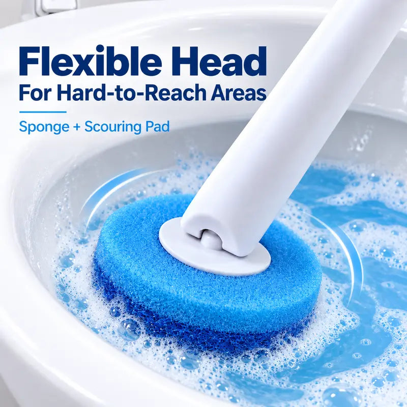 Snofrid Disposable Toilet Brush Set with 32 Cleaner Refills