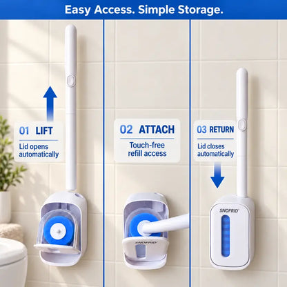 Snofrid Disposable Toilet Brush Set with 32 Cleaner Refills