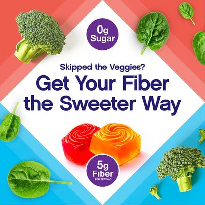 Vitafusion Fiber Well Sugar Free Fiber Gummies, Berry & Peach, 90 Count