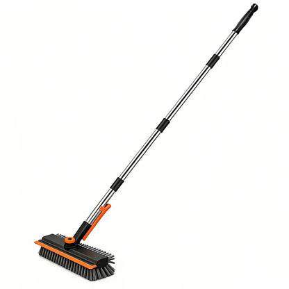 3-in-1 Stainless Steel Adjustable Long-Handle Floor Scrub Brush (30"-54")