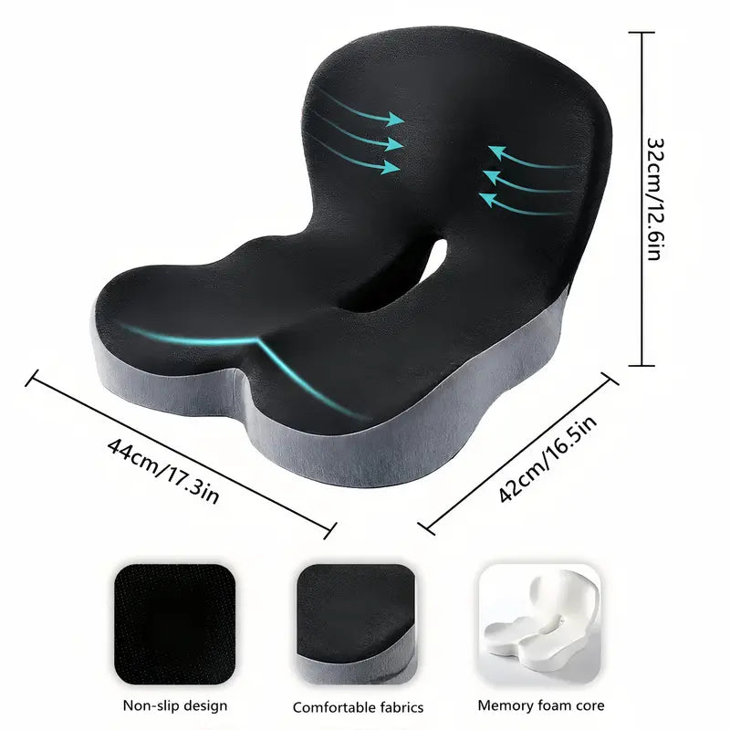 Non-Slip Memory Foam Deep Seat Cushion Pad, Removable & Washable Cover, Extended Zipper, Back Pressure Relief Support for Home, Office, Car & Truck, All-Season Patchwork for Sciatica Relief