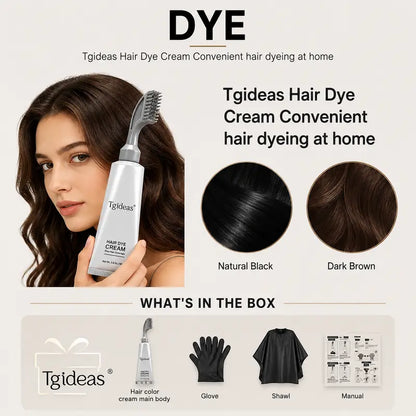 Tgideas Hair Dye Comb & Cream – Gentle Grey Coverage with Hyaluronic Acid