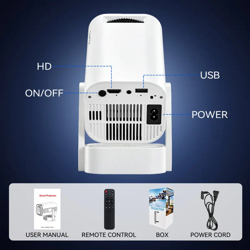 Qawtor Portable Mini Projector with 4K Support, WiFi 6 & Bluetooth 5.0