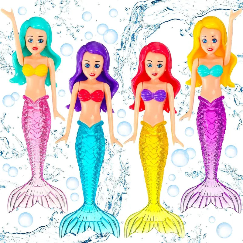 4-Count Colorful Mermaid Dive Toys