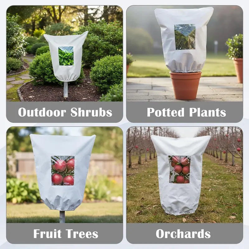 Plant Frost Protection Cover - Winter Frost Blanket Bag with Zipper & Transparent Panel