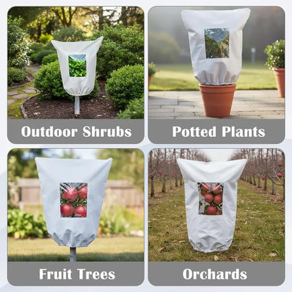 Plant Frost Protection Cover - Winter Frost Blanket Bag with Zipper & Transparent Panel