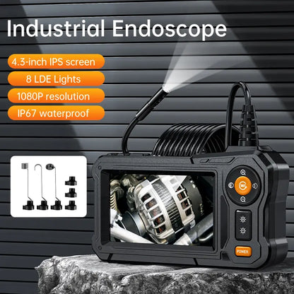 Automotive Borescope Camera – 4.3" HD Screen, 8 LED, IP67 Waterproof, 16.5FT/33FT