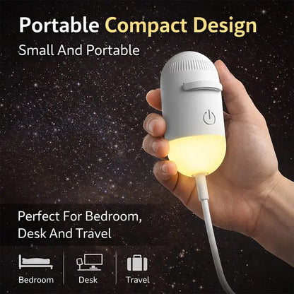 Child sleeping peacefully in crib with galaxy projector night light glowing — full spectrum eye protection