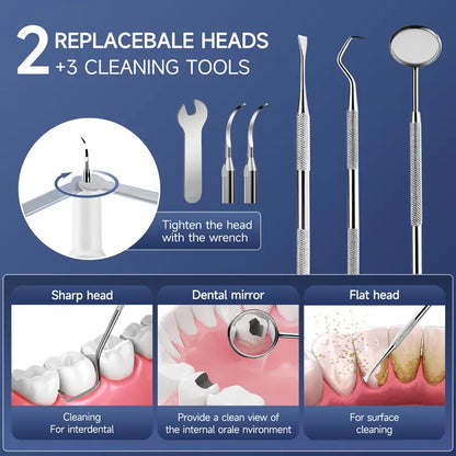 CURVY MOON Electric Oral Plaque Remover Teeth Cleaner Kit, 5 Modes