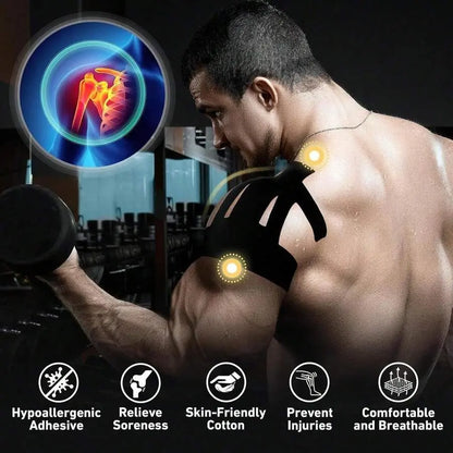 10-Pack Precut Kinesiology Tape for Adults - Waterproof & Breathable Elastic Acrylic for Muscle Support, Pain Relief, and Supportive Recovery, Male campingessentials