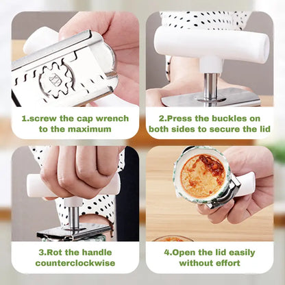 Stainless Steel Jar Opener 2-Pack – Adjustable, Smooth Edge, Ergonomic Grip | Mason Jars, Sauce Cans, All Sizes (White + Green)