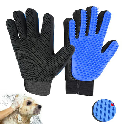 Pet Grooming Gloves – 255 Silicone Tips, 2-in-1 Deshedding & Massage Mitt for Dogs & Cats