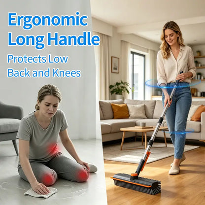 3-in-1 Stainless Steel Adjustable Long-Handle Floor Scrub Brush (30"-54")