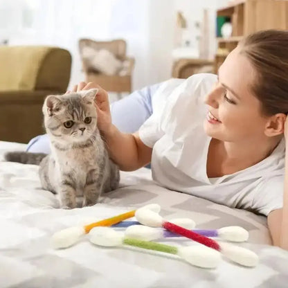 Summervibes 6 Pack Giant Q-tip Cat Toys – Soft Felt Cotton Swab Teething & Dental Chew Sticks for Kittens