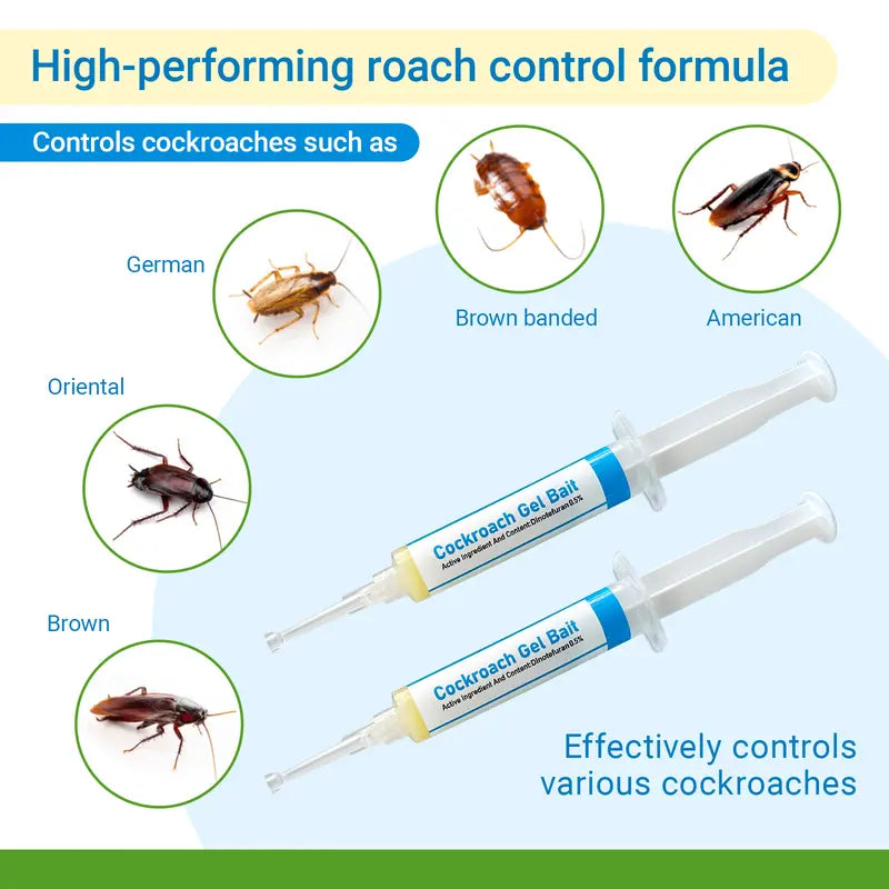 Indoor Cockroach Exterminator Gel – 2-Pack Syringes for American, German & Common Roaches