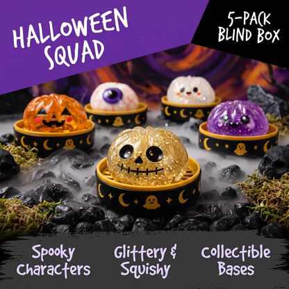 Halloween Squishy Toy Set – Slow Rising Stress Relief Fidget Toys with Steamer Bases
