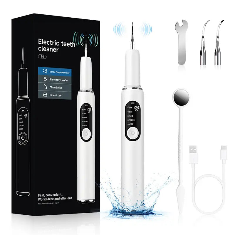 CURVY MOON Electric Oral Plaque Remover Teeth Cleaner Kit, 5 Modes