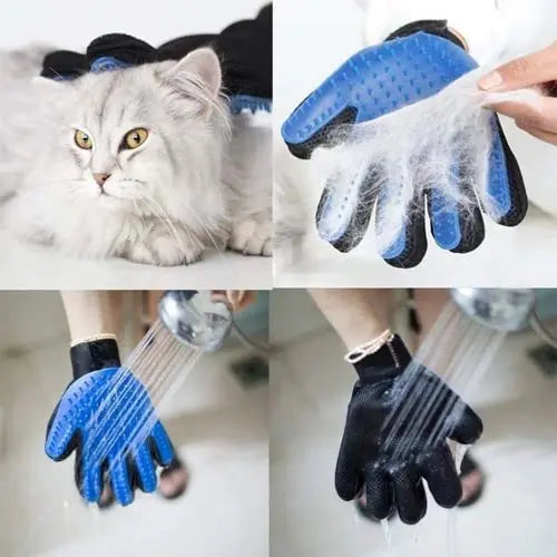 Pet Grooming Gloves – 255 Silicone Tips, 2-in-1 Deshedding & Massage Mitt for Dogs & Cats