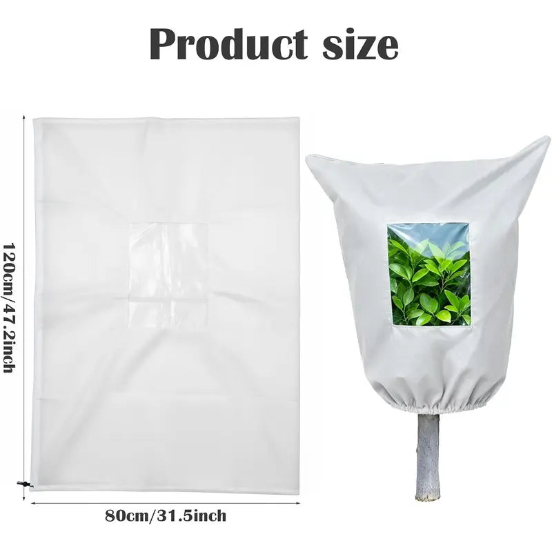 Plant Frost Protection Cover - Winter Frost Blanket Bag with Zipper & Transparent Panel