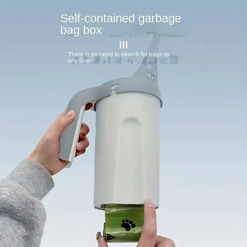 Portable Integrated Cat Litter Scoop Trash Can Set with Garbage Bag - Convenient Pet Waste Collection Kit