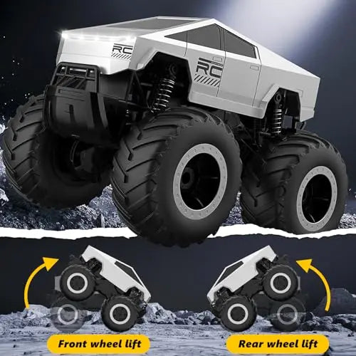 RC Cars 4WD Off-Road Truck - Metal Shell LED Headlights Monster RC Truck, All Terrain Hobby RC Car Toy for Kids & Adults