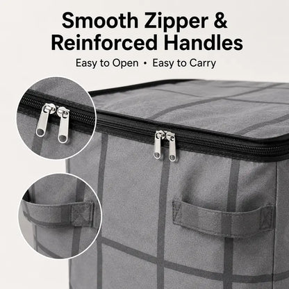 Spacious Moving Storage Bin, Zippered Organizer for Quilts, Bedding & Sweaters