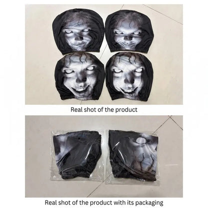 Halloween Car Decor Set! 2-Pack Breathable Ghost Face Headrest Covers, Upgrade Comfort Dust Cover, Immersive Horror Atmosphere Car Accessories Interior