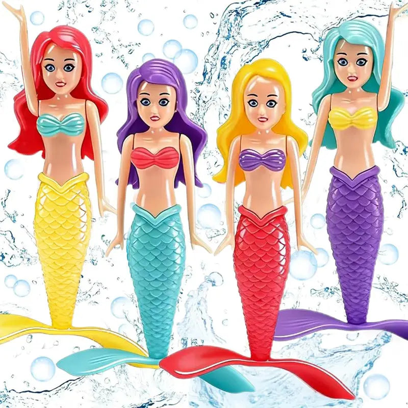 4-Count Colorful Mermaid Dive Toys